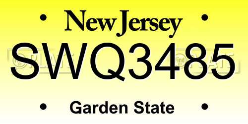 SWQ3485 New Jersey License Plate