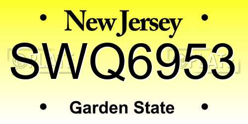 SWQ6953 New Jersey License Plate