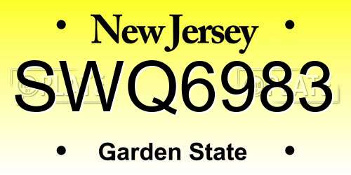 SWQ6983 New Jersey License Plate