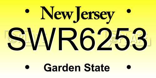 SWR6253 New Jersey License Plate