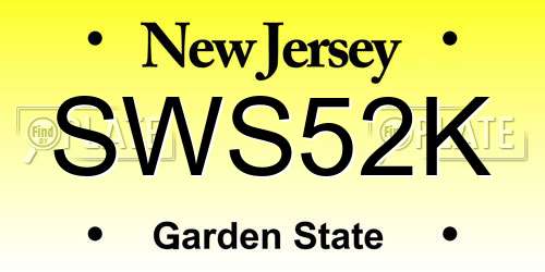 SWS52K New Jersey License Plate