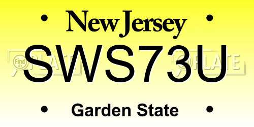 SWS73U New Jersey License Plate