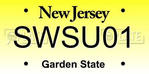 SWSU01 New Jersey License Plate