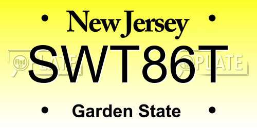 SWT86T New Jersey License Plate