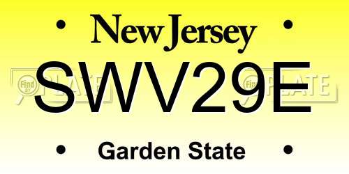 SWV29E New Jersey License Plate