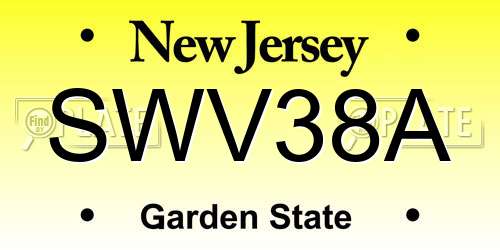 SWV38A New Jersey License Plate