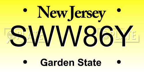 SWW86Y New Jersey License Plate
