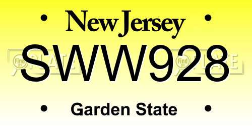 SWW928 New Jersey License Plate