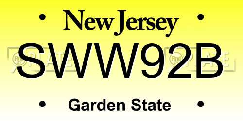 SWW92B New Jersey License Plate