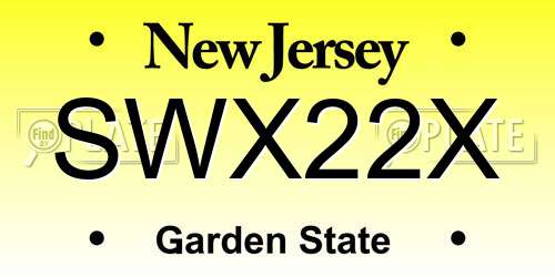 SWX22X New Jersey License Plate