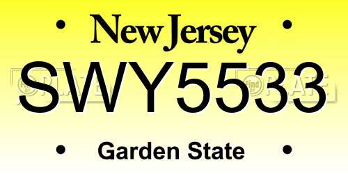 SWY5533 New Jersey License Plate