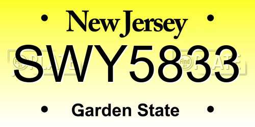 SWY5833 New Jersey License Plate