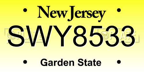 SWY8533 New Jersey License Plate