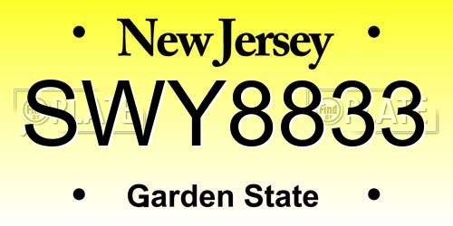 SWY8833 New Jersey License Plate