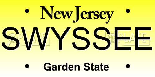 SWYSSEE New Jersey License Plate