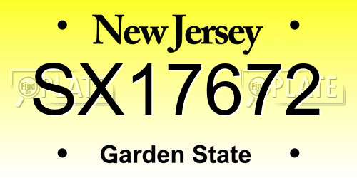 SX17672 New Jersey License Plate