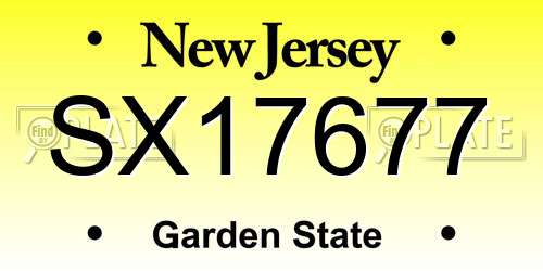 SX17677 New Jersey License Plate
