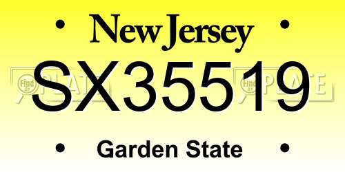 SX35519 New Jersey License Plate