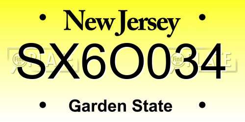 SX6O034 New Jersey License Plate