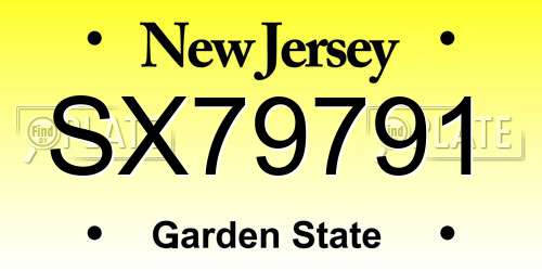 SX79791 New Jersey License Plate