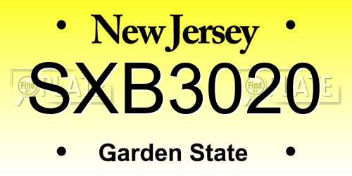SXB3020 New Jersey License Plate