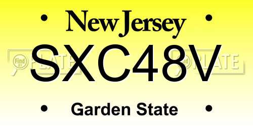 SXC48V New Jersey License Plate