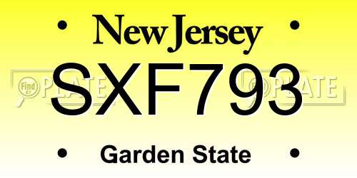 SXF793 New Jersey License Plate
