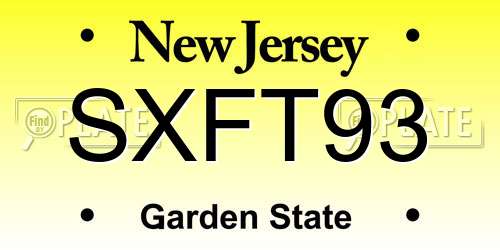 SXFT93 New Jersey License Plate