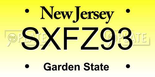 SXFZ93 New Jersey License Plate