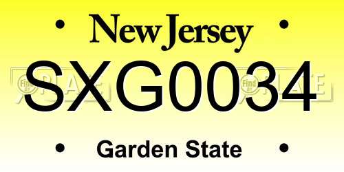 SXG0034 New Jersey License Plate