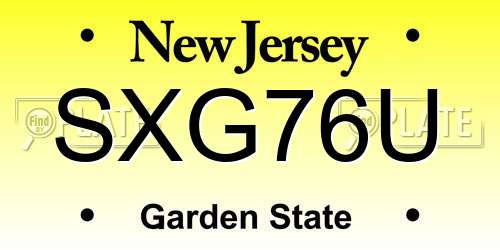 SXG76U New Jersey License Plate