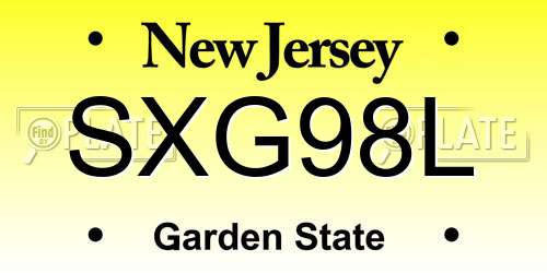 SXG98L New Jersey License Plate