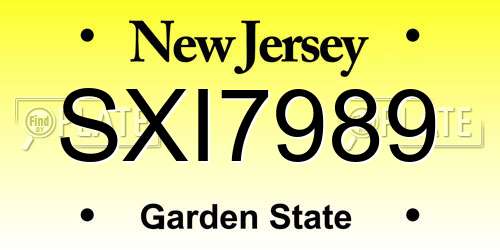 SXI7989 New Jersey License Plate