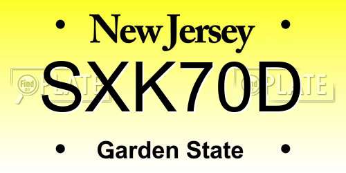 SXK70D New Jersey License Plate