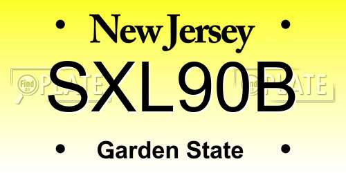 SXL90B New Jersey License Plate
