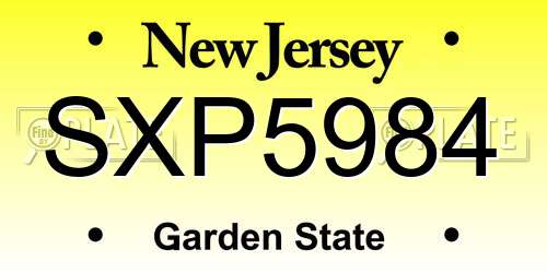 SXP5984 New Jersey License Plate
