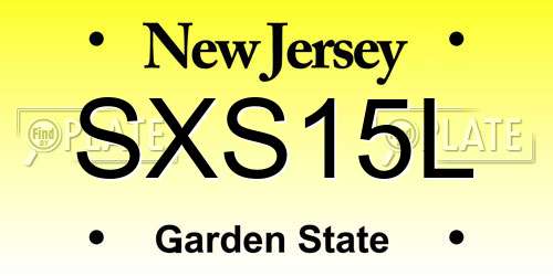 SXS15L New Jersey License Plate