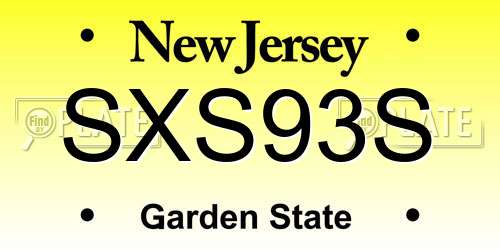 SXS93S New Jersey License Plate