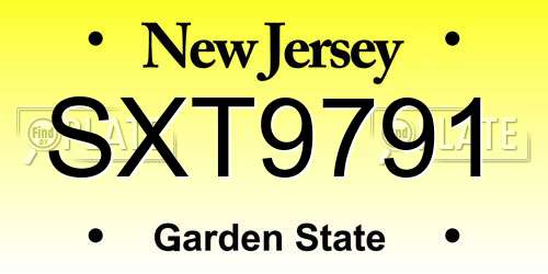 SXT9791 New Jersey License Plate