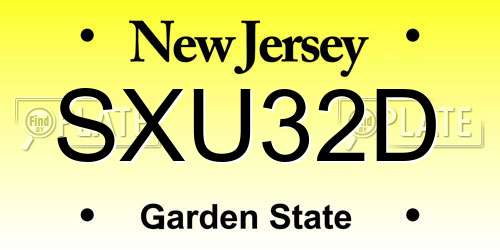 SXU32D New Jersey License Plate