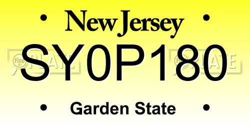 SY0P180 New Jersey License Plate