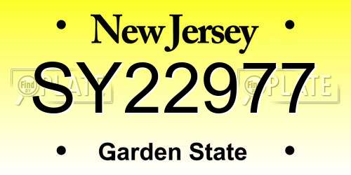 SY22977 New Jersey License Plate