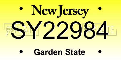 SY22984 New Jersey License Plate