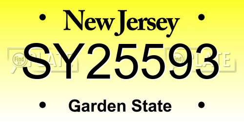 SY25593 New Jersey License Plate
