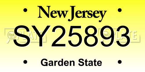 SY25893 New Jersey License Plate