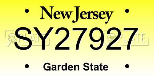 SY27927 New Jersey License Plate