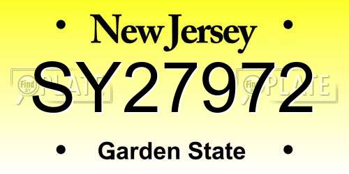 SY27972 New Jersey License Plate