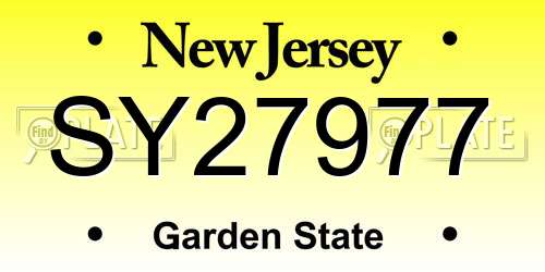 SY27977 New Jersey License Plate