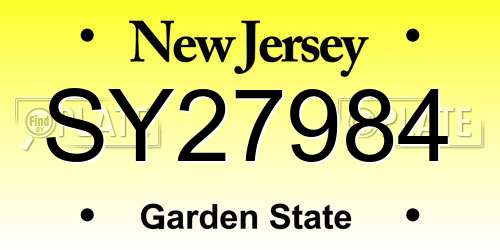 SY27984 New Jersey License Plate