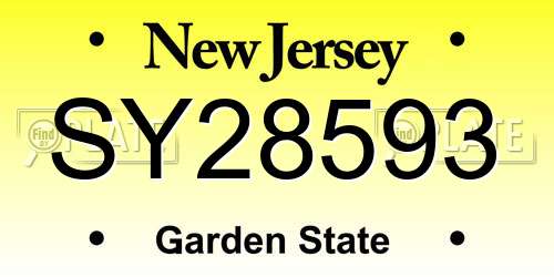 SY28593 New Jersey License Plate